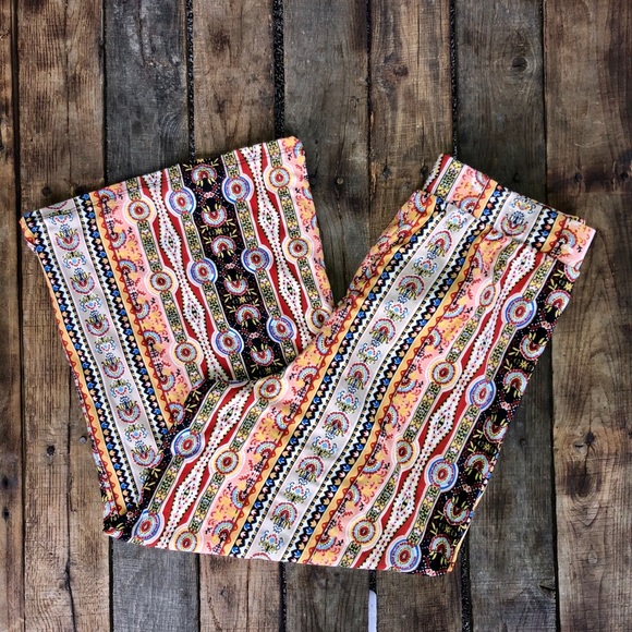 Multi Color Tie Waist Wide Leg Pants - Picture 3 of 7